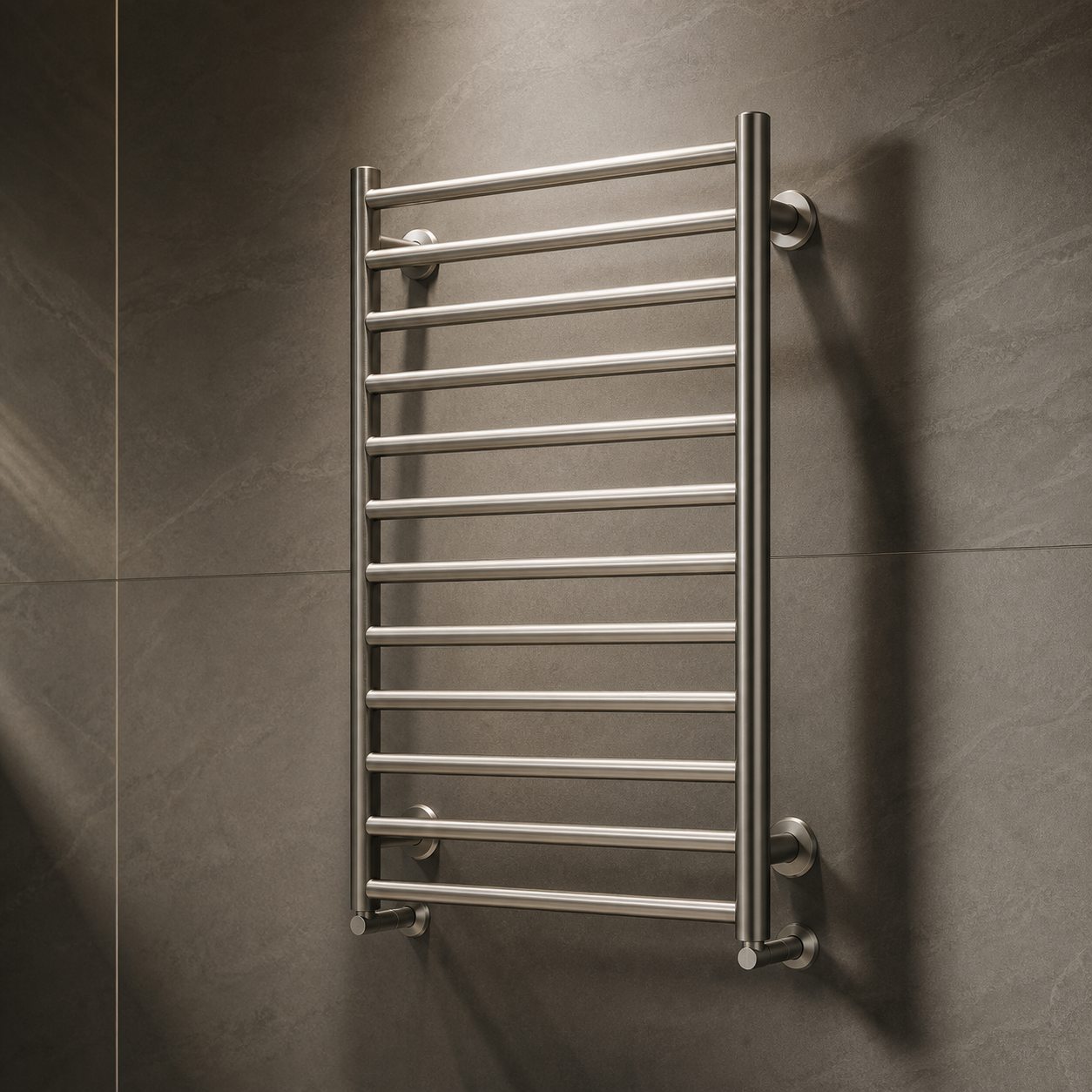 Brushed nickel electric towel rack
